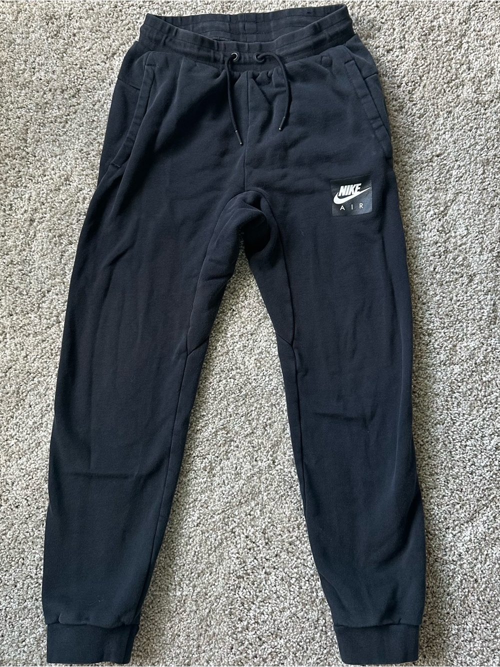 Nike Air Boys Fleece Joggers Sweatpants Black Youth Size LARGE drawstring